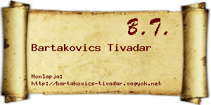 Bartakovics Tivadar névjegykártya